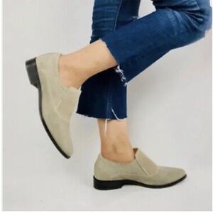 Free People Brady Suede Loafers Taupe Boho Pointed Toe Slip-On Flats SIZE:39